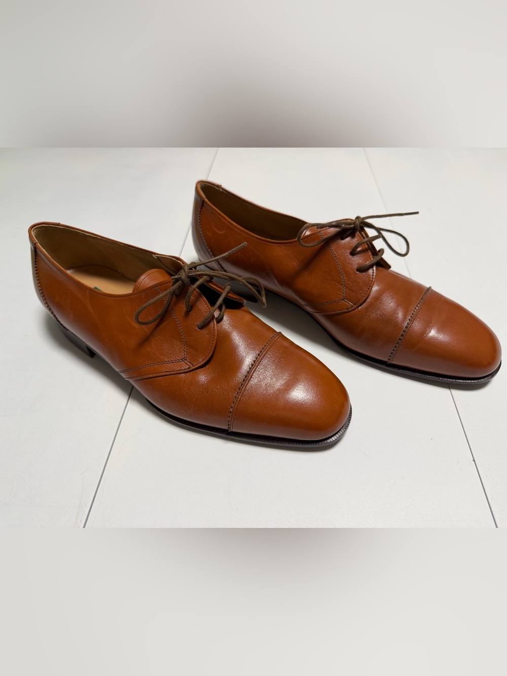 Vintage Italian Cognac Leather Derby Oxfords